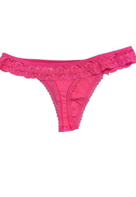 Chiloti Dama, Tanga , Dantelă Rosie Imprimeu Fundițe Roz, Engros